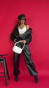 LUX leather imitation pants "BE STRONGER LD3347" - BLACK